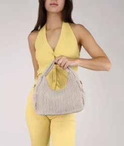 Bosanova Sacs À Bandoulière | Sacs Porté Épaule | Sac bandoulière Stone avec fronces et fermeture éclair