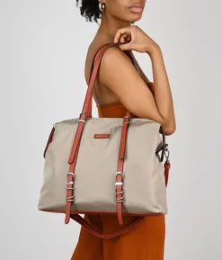 Bosanova Sacs Porté Épaule | Sacs Shopper | Sac bandoulière taupe avec anneaux en métal
