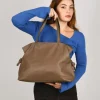 Bosanova Sacs Porté Épaule | Sac bandoulière taupe avec fermeture éclair