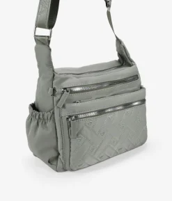 Bosanova Sacs À Bandoulière | Sac bandoulière taupe avec fermeture éclair et coeurs cousus