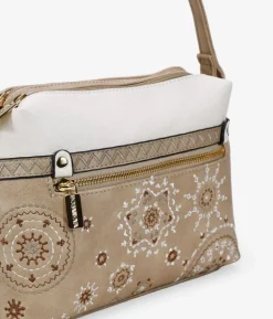 Bosanova Sacs À Bandoulière | Sac bandoulière taupe avec broderie