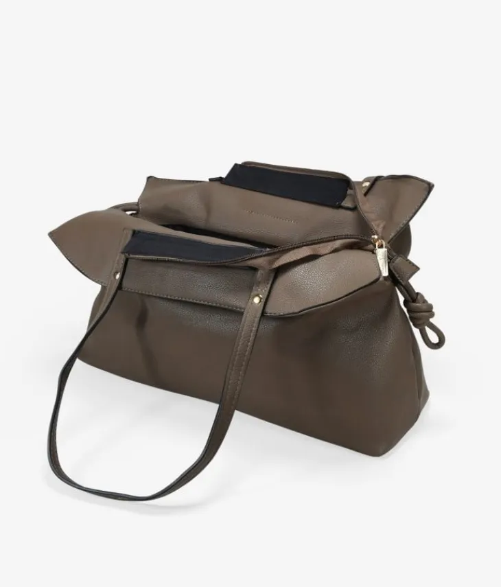 Bosanova Sacs Porté Épaule | Sac bandoulière taupe avec fermeture éclair