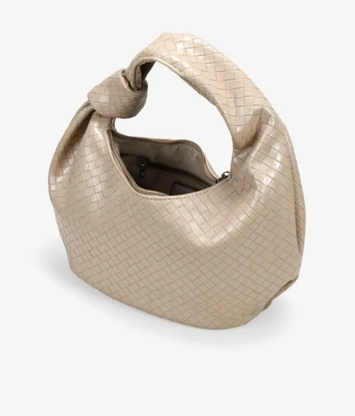 Bosanova Sacs Porté Épaule | Petits Sacs | Sac bandoulière tressé beige avec noeud