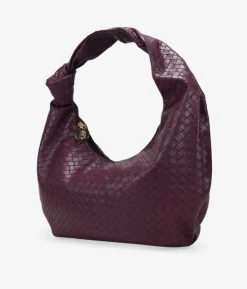 Bosanova Sacs Porté Épaule | Petits Sacs | Sac bandoulière tressé bordeaux avec noeud