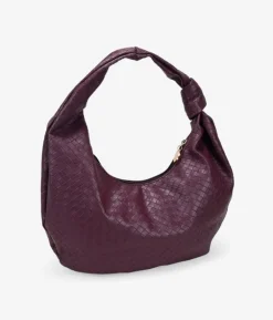 Bosanova Sacs Porté Épaule | Petits Sacs | Sac bandoulière tressé bordeaux avec noeud