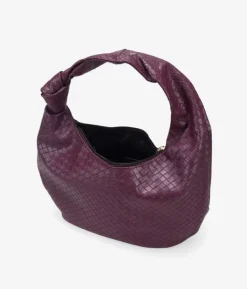 Bosanova Sacs Porté Épaule | Petits Sacs | Sac bandoulière tressé bordeaux avec noeud