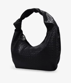 Bosanova Sacs Porté Épaule | Petits Sacs | Sac bandoulière tressé noir avec noeud