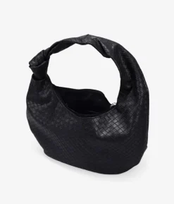 Bosanova Sacs Porté Épaule | Petits Sacs | Sac bandoulière tressé noir avec noeud