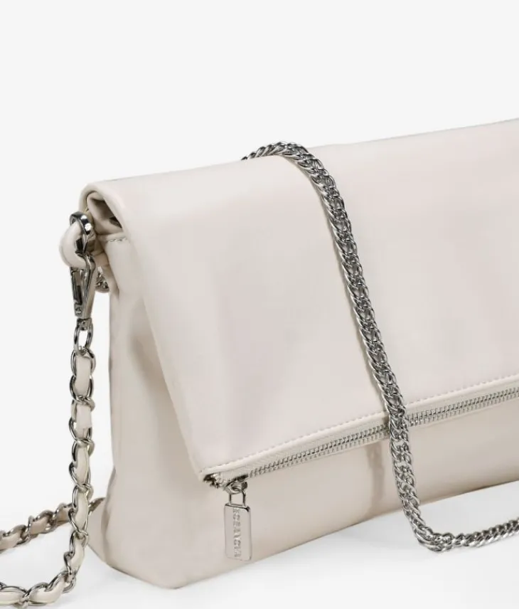 Bosanova Sacs À Bandoulière | Sacs Porté Épaule | Sac blanc avec rabat et chaîne