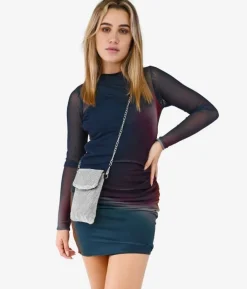 Bosanova Sac Minaudières | Petits Sacs | Sac brillant argenté pour mobile