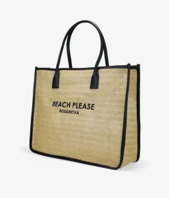 Bosanova Sacs Shopper | Sacs Raphia Et Crochet | Sac cabas en raphia beige avec fermeture éclair