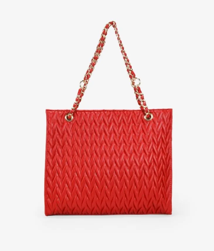Bosanova Sacs Shopper | Sacs Porté Épaule | Sac cabas rouge avec chaîne