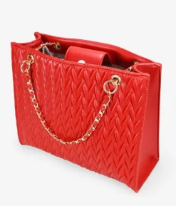 Bosanova Sacs Shopper | Sacs Porté Épaule | Sac cabas rouge avec chaîne