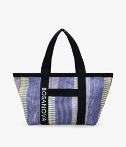 Bosanova Sacs Raphia Et Crochet | Sacs Porté Épaule | Sac cabas violet en raphia rayé