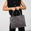 Bosanova Sacs Shopper | Sacs Porté Épaule | Sac cabas zippé léopard