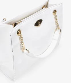 Bosanova Sacs Porté Épaule | Sac carré blanc avec poignées en chaîne