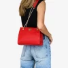 Bosanova Sacs Porté Épaule | Sac carré rouge avec poignées en chaîne