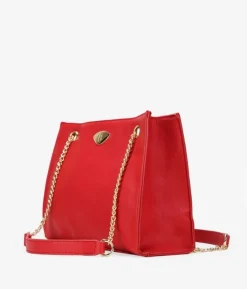 Bosanova Sacs Porté Épaule | Sac carré rouge avec poignées en chaîne