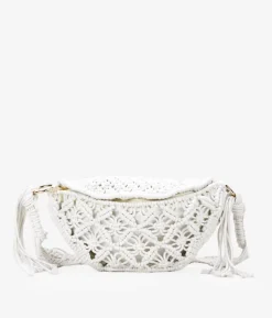 Bosanova Sacs Raphia Et Crochet | Sacs Banane | Sac ceinture en crochet beige avec fermeture éclair