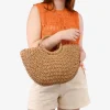 Bosanova Sacs Raphia Et Crochet | Sacs À Main | Sac croissant en raphia camel