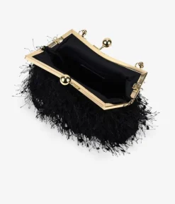 Bosanova Sac Minaudières | Petits Sacs | Sac de fête noir avec douille et poignée en métal