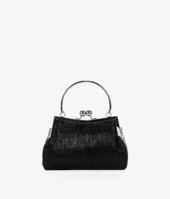 Bosanova Sac Minaudières | Petits Sacs | Sac de fête noir avec embout et poignée en métal