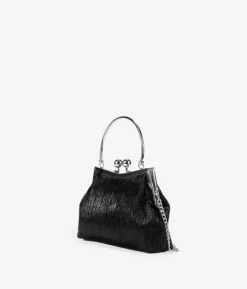 Bosanova Sac Minaudières | Petits Sacs | Sac de fête noir avec embout et poignée en métal