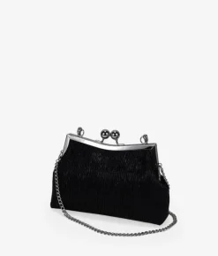 Bosanova Sac Minaudières | Petits Sacs | Sac de fête noir avec embout et poignée en métal