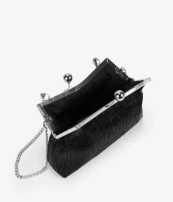 Bosanova Sac Minaudières | Petits Sacs | Sac de fête noir avec embout et poignée en métal