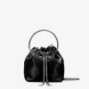 Bosanova Sac Minaudières | Petits Sacs | Sac de soirée en satin noir avec anse en métal