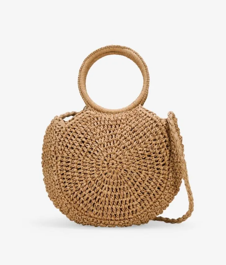 Bosanova Sacs À Bandoulière | Sacs Raphia Et Crochet | Sac demi-lune en raphia grillé avec anses