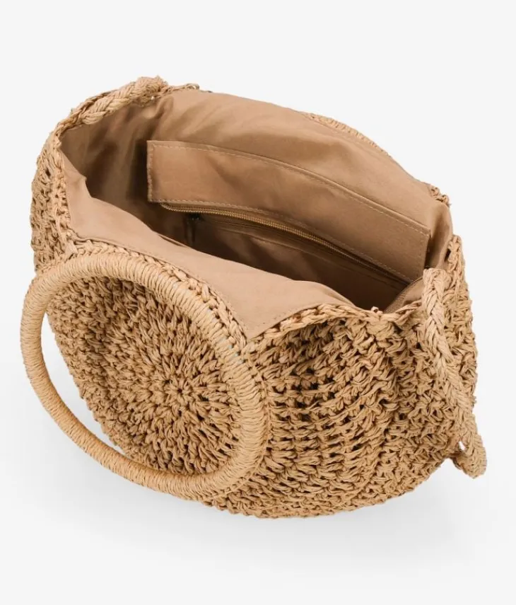 Bosanova Sacs À Bandoulière | Sacs Raphia Et Crochet | Sac demi-lune en raphia grillé avec anses