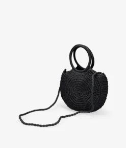 Bosanova Sacs À Bandoulière | Sacs Raphia Et Crochet | Sac demi-lune en raphia noir avec anses