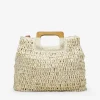 Bosanova Sacs Raphia Et Crochet | Sacs À Main | Sac en raphia beige avec anses en bois
