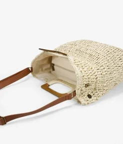 Bosanova Sacs Raphia Et Crochet | Sacs À Main | Sac en raphia beige avec anses en bois
