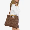 Bosanova Sacs Raphia Et Crochet | Sacs À Main | Sac en raphia marron avec anses en bois