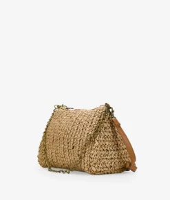 Bosanova Sacs Raphia Et Crochet | Sacs Porté Épaule | Sac en raphia marron avec chaîne
