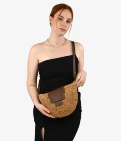 Bosanova Sacs Raphia Et Crochet | Sac en raphia marron clair à rabat