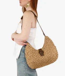 Bosanova Sacs Raphia Et Crochet | Sac en raphia marron clair à rabat