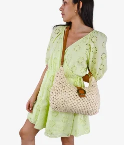 Bosanova Sacs Raphia Et Crochet | Sac gondole beige en raphia