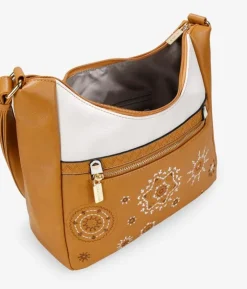 Bosanova Sacs À Bandoulière | Sac marron avec broderie et fermeture éclair