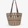 Bosanova Sacs Raphia Et Crochet | Sacs Porté Épaule | Sac nacelle beige et marron avec poignées bandoulière