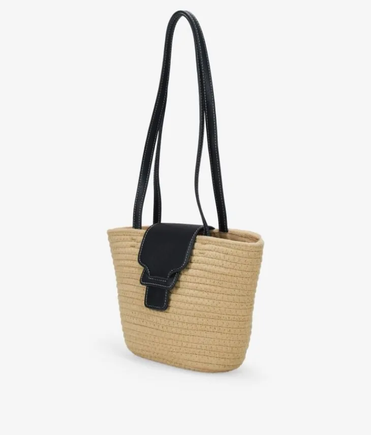 Bosanova Sacs Raphia Et Crochet | Sacs Porté Épaule | Sac porté épaule à rabat marron clair