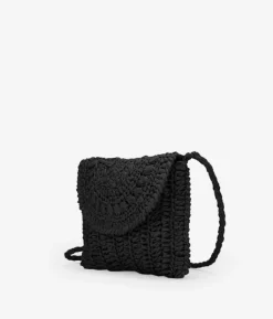 Bosanova Sacs À Bandoulière | Sacs Raphia Et Crochet | Sac raphia noir à rabat