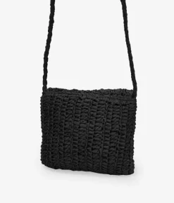 Bosanova Sacs À Bandoulière | Sacs Raphia Et Crochet | Sac raphia noir à rabat