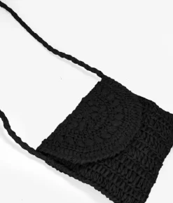 Bosanova Sacs À Bandoulière | Sacs Raphia Et Crochet | Sac raphia noir à rabat