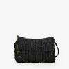 Bosanova Sacs Raphia Et Crochet | Sacs Porté Épaule | Sac raphia noir avec chaîne