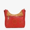 Bosanova Sacs À Bandoulière | Sac rouge avec broderie et fermeture éclair