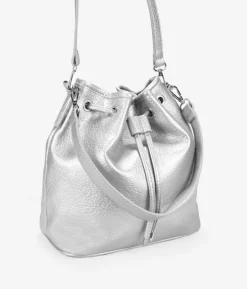 Bosanova Sacs Porté Épaule | Sacs À Bandoulière | Sac seau argenté à nœud froncé