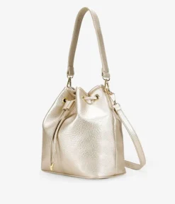 Bosanova Sacs Porté Épaule | Sac seau doré à nœud volanté